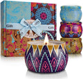 Scented Candles Gift Set for Women, 4 Pack Soy Wax Candles in Classic Bohemian Tins, Aromatherapy Candle Set, Birthday Gifts for Mom, Thank You Gifts