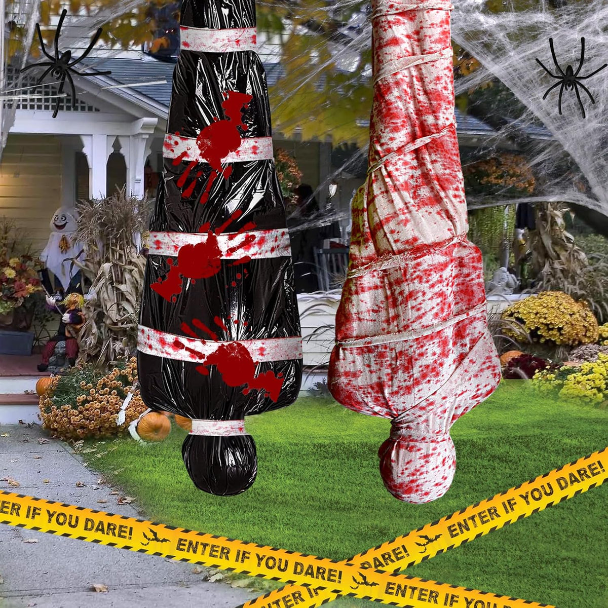 2 packs 6ft dead body bags hanging corpse shown in use