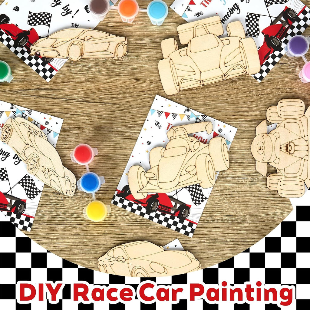 Bafeil 24 Set Race Car Party Favors, Painting Craft Kits | with Thank You Cards, Racing Cars Themed Birthday Party Decorations for One Two Fast Party Favors Goodie Bag Stuffers