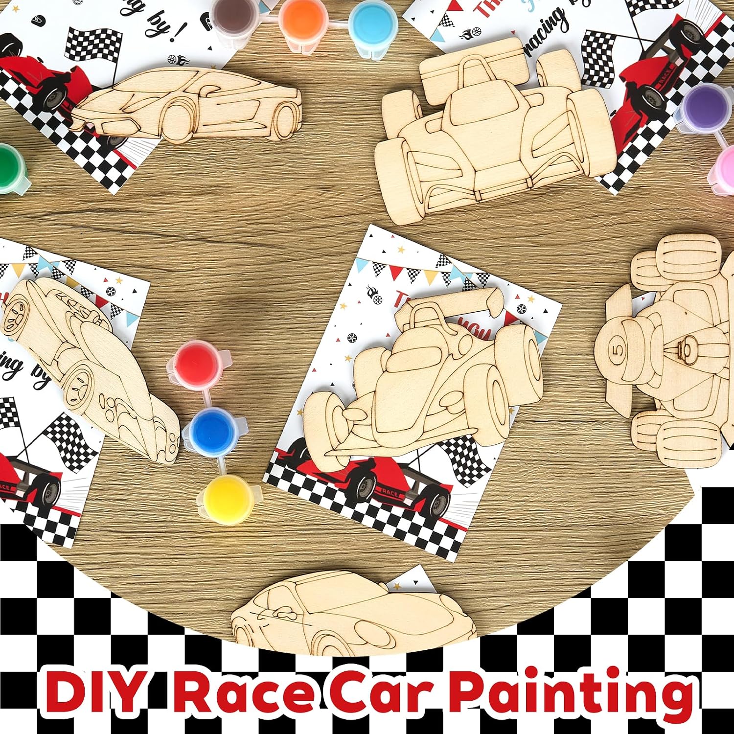 Bafeil 24 Set Race Car Party Favors, Painting Craft Kits | with Thank You Cards, Racing Cars Themed Birthday Party Decorations for One Two Fast Party Favors Goodie Bag Stuffers
