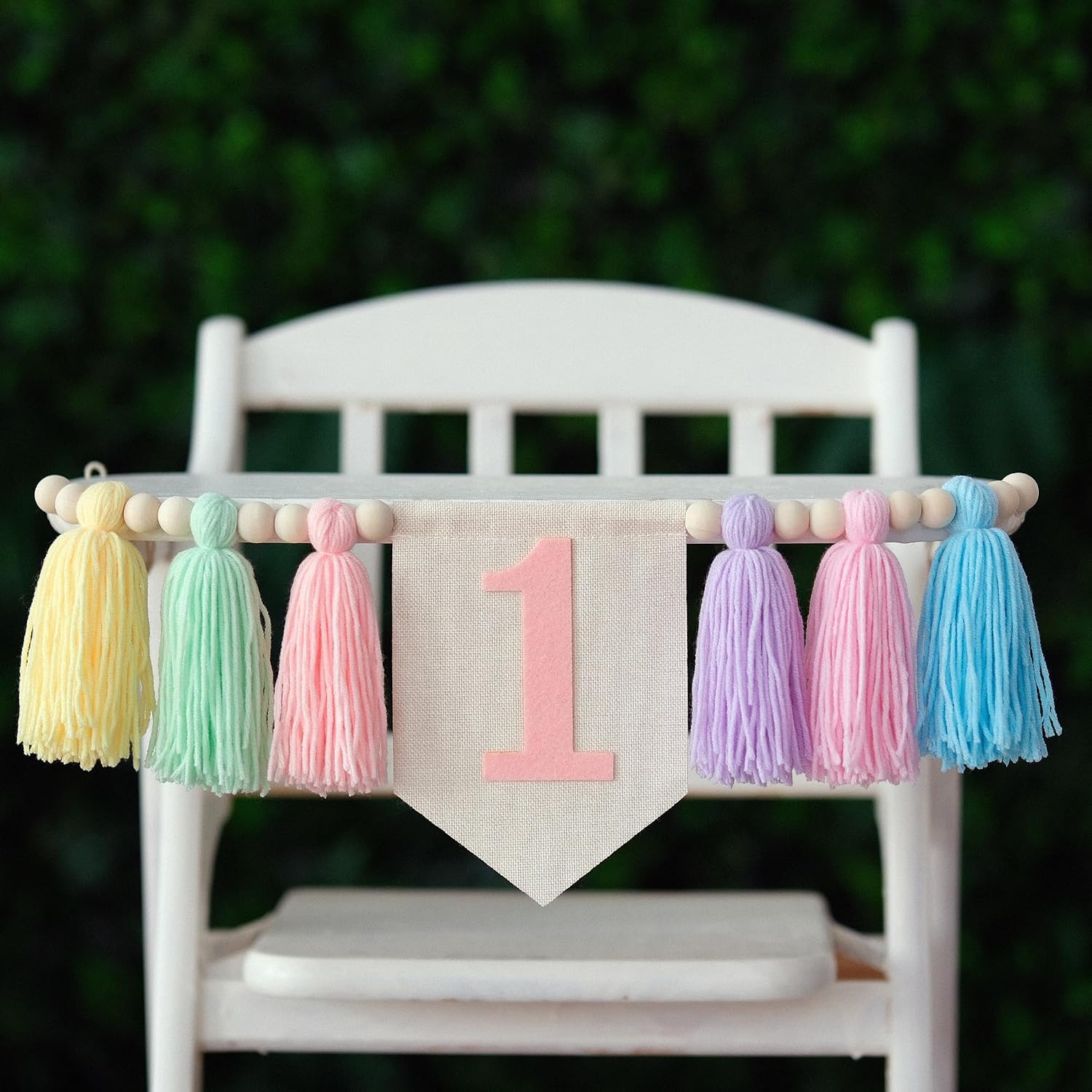 Pastel Macaron one high chair banner Handmade First Birthday High Chair Banner for 1st Baby Girls Fun To Be One Birthday Party Decorations Princess Photoshoot Props