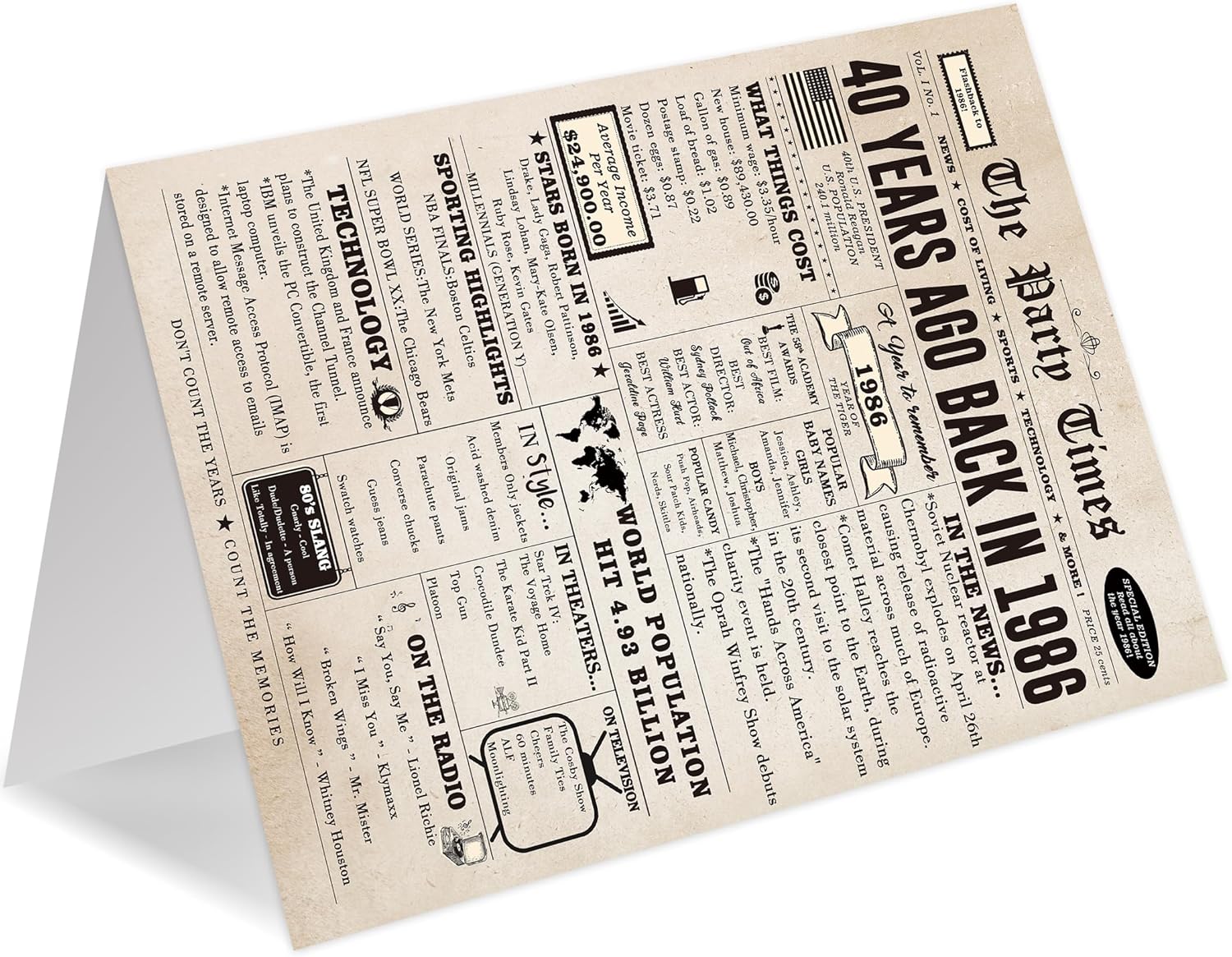 Ziwenhu Happy 40th Birthday Card Gift Decorations for Women Men | Retro Funny 40 Year Old Birthday Decor for Mom Dad Friend Sister,Big 10.6 x 7.9 Inch,Thick Card Stock with Premium Envelope