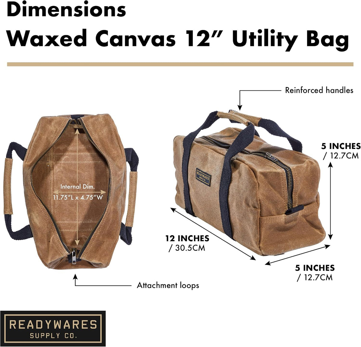 Readywares 12" Utility Bag | Waxed Canvas Small Heavy Duty Tool Bag