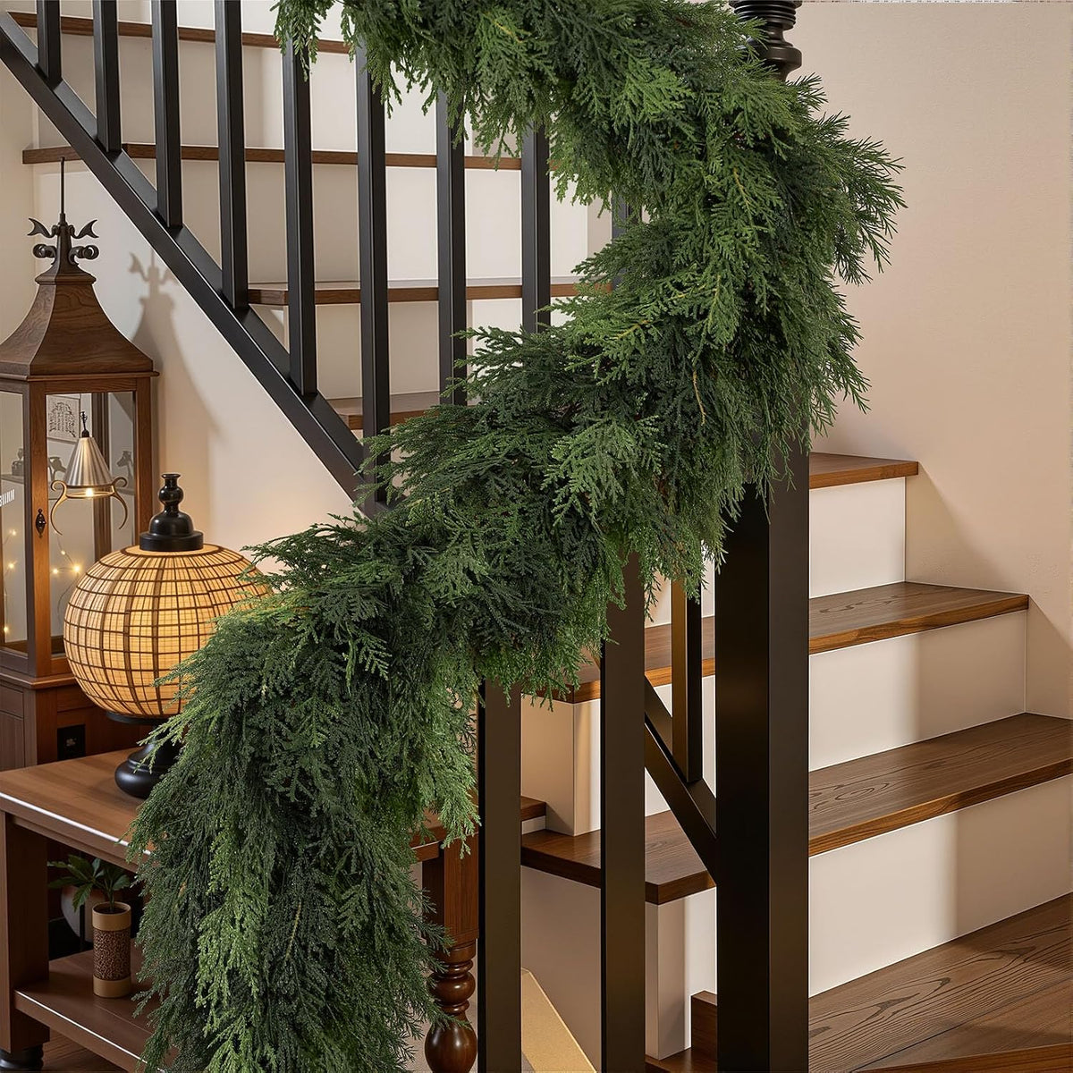 shareconn 9ft artificial real touch christmas cedar garland showing dimensions