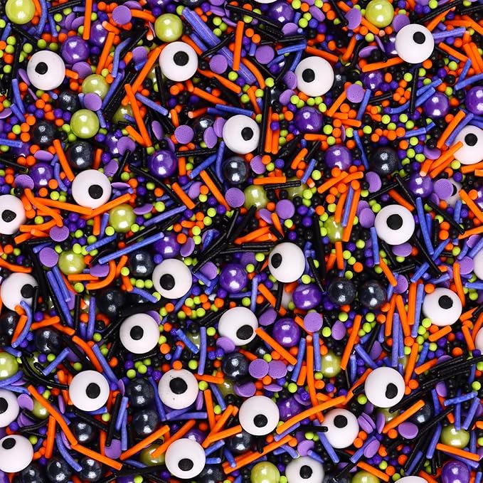 Halloween Sprinkles for Cake Decorating 7ounce, Eyeball Sprinkles for Halloween Party, Sugar Pearl Sprinkles for Cupcake Toppers, Cookie, Ice Cream Decorations Celebrations