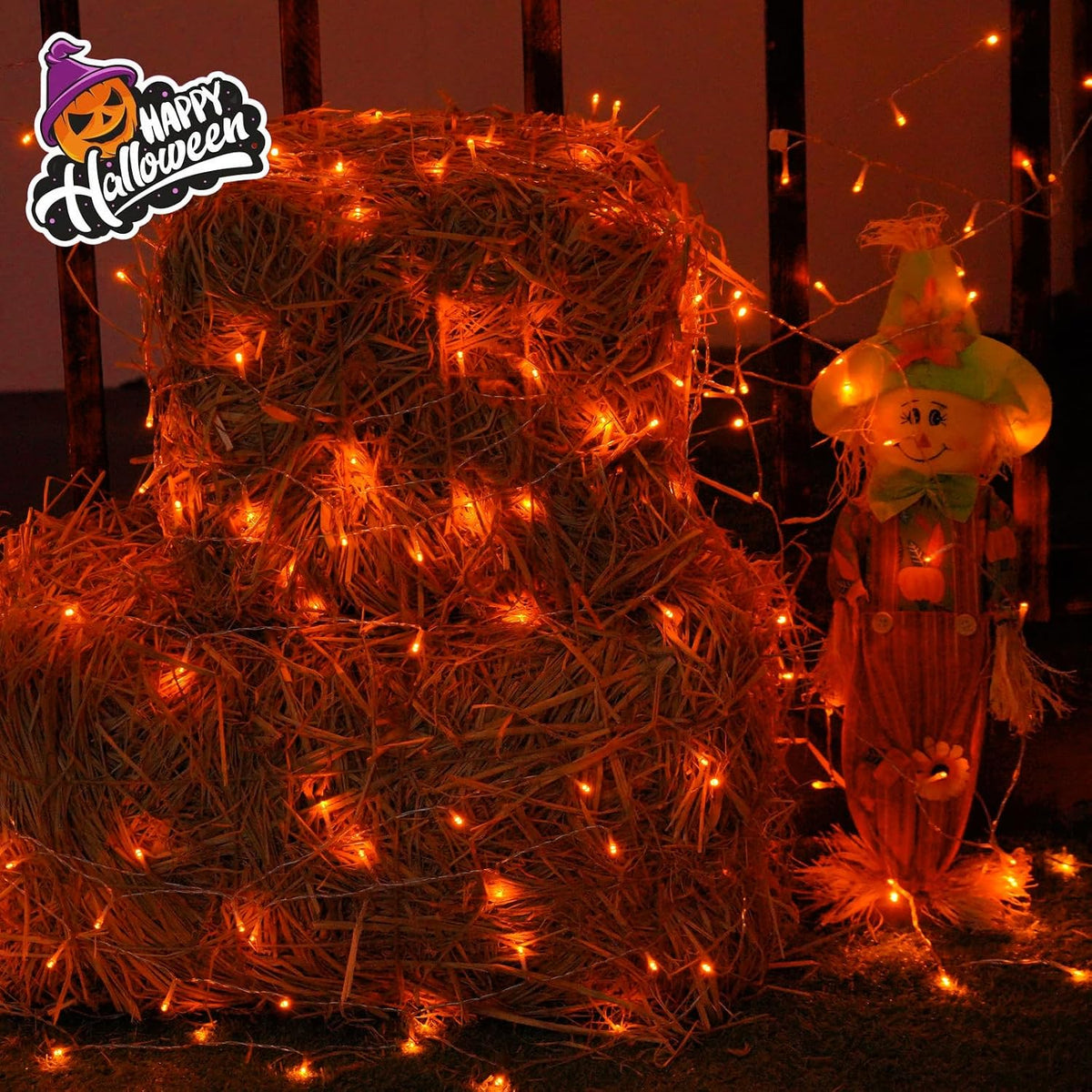 QITONG Halloween String Lights Outdoor Waterproof, 165ft 500 LED Orange led L...