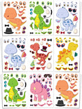 Aowplc 30 Sheets Make A Dinosaur Stickers for Kids Fun Mix 'n Match Craft for Party Favors & Activities