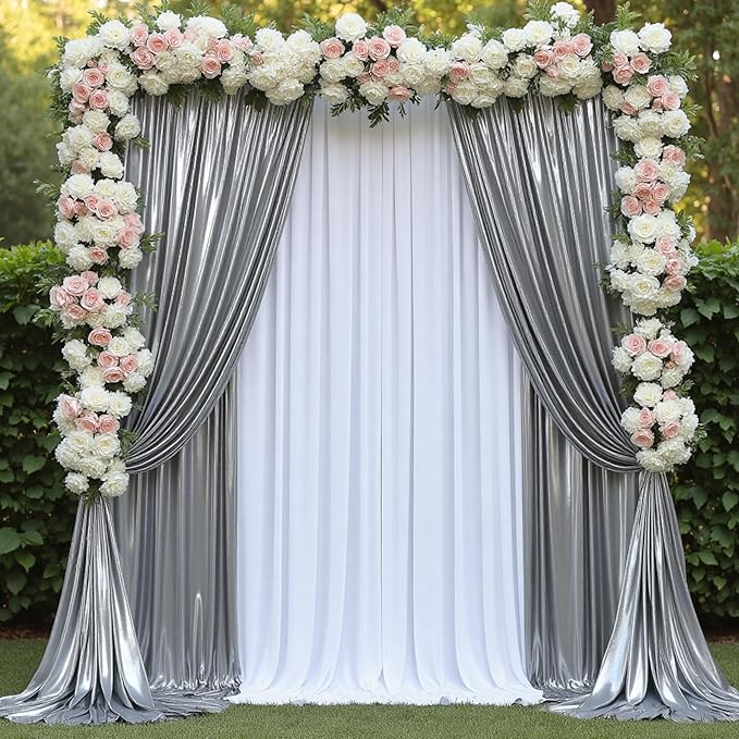 10ftx10ft Black Silver Glitter Sequin Backdrop Curtain for Parties, Wrinkle Free Sparking Backdrop Drapes, 2 Panels 5x10ft Shimmer Photo Back Drop Cloth for Wedding Birthday Photography