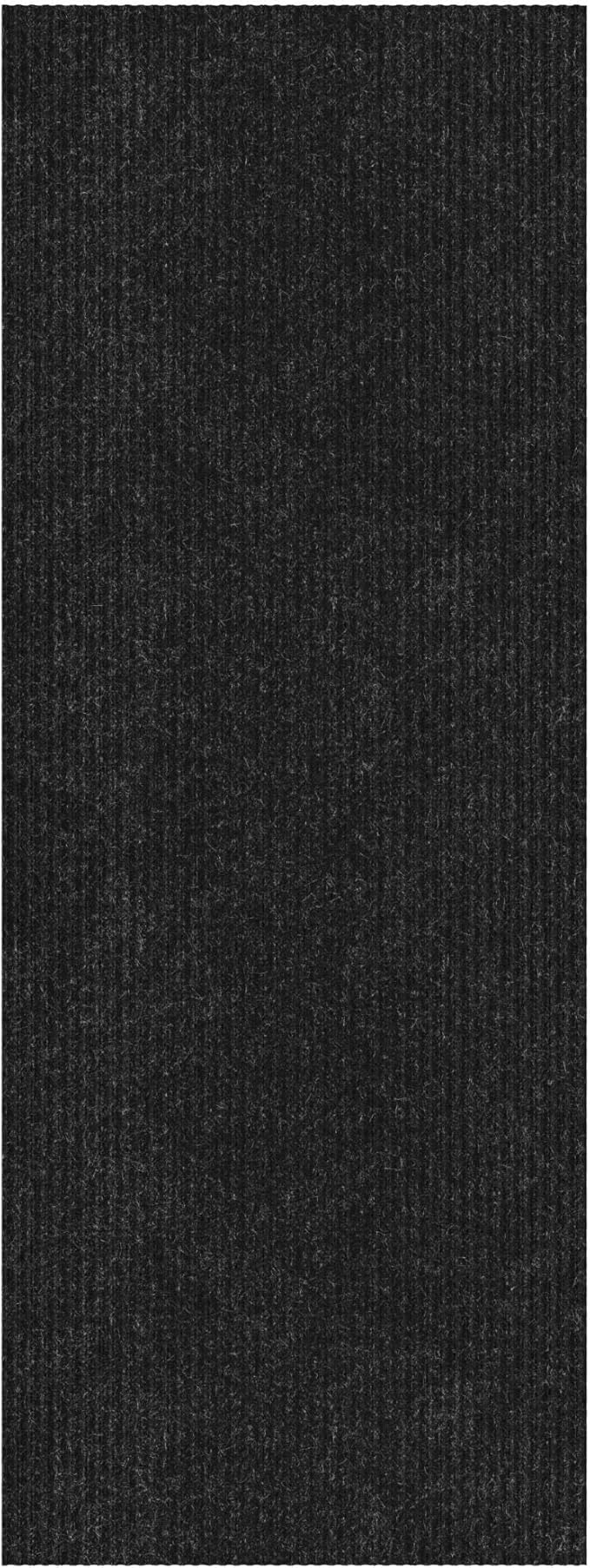 Ottomanson 2' x 25' Hallway Runner with Scraper Pile Extra Durable Non-Slip Rug Mat for Indoor & Outdoor Use - Ideal for Kitchen, Entryway, Patio & Garage - High-Traffic Carpet, Black