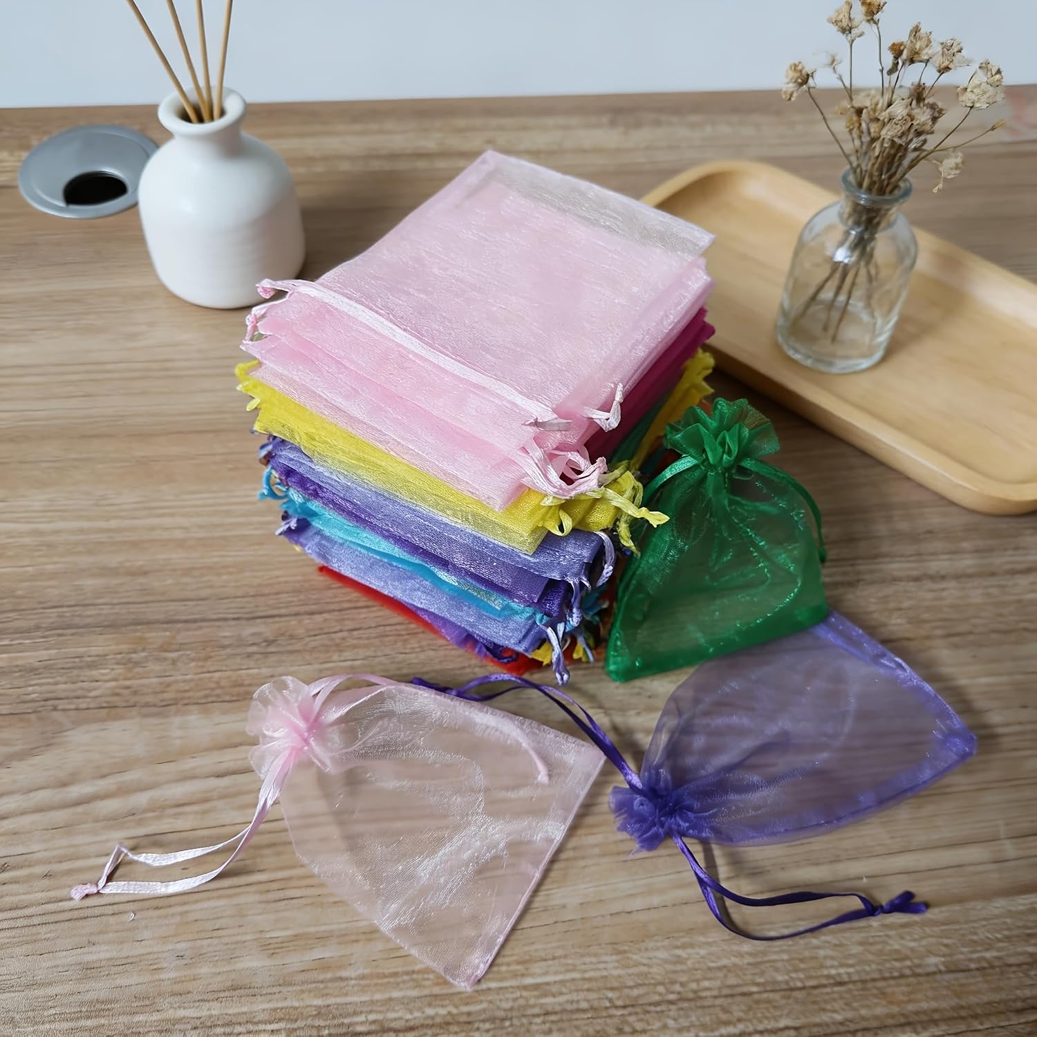 10pcs Organza Drawstring Storage Bag Cosmetic Gauze Bag (2.75"×3.54"), Jewelry Bag, Wedding and Birthday Party Gift Decoration Bag