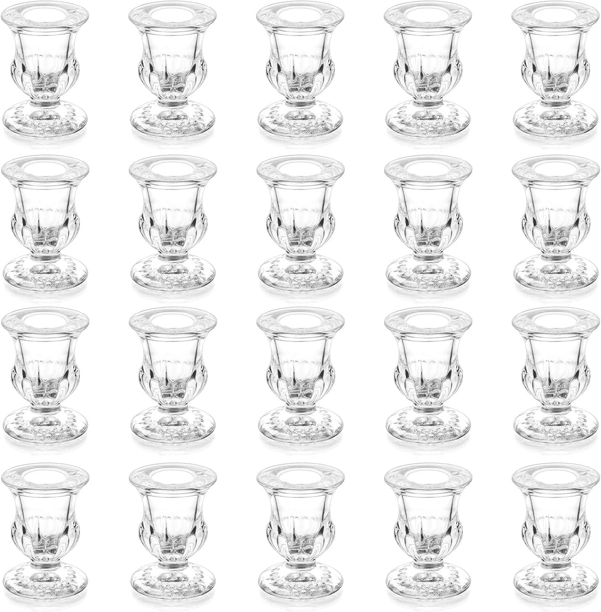 Romadedi Glass Taper Candle Holders, Clear, Pack of 20
