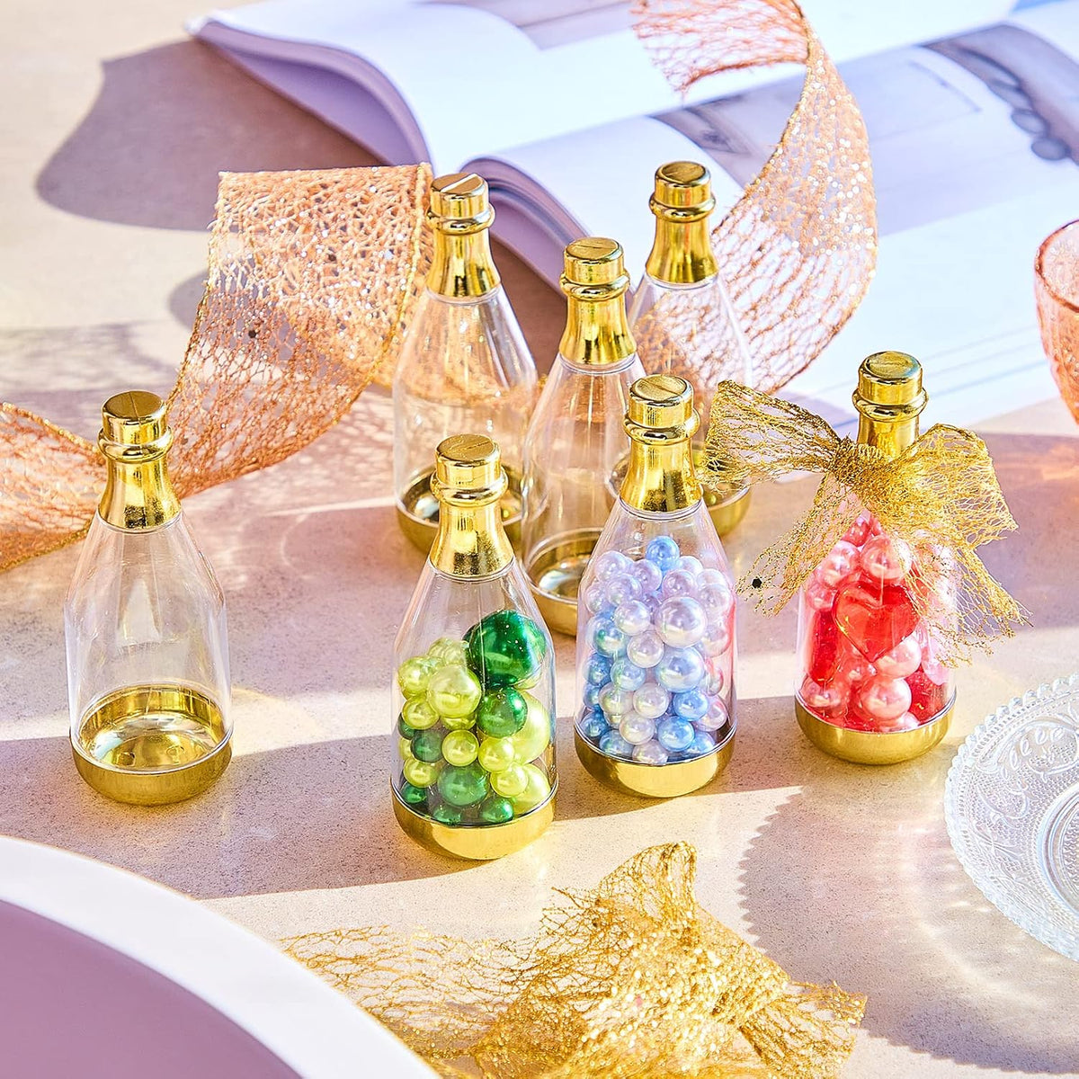Cunhill 54 Pcs Mini Champagne Bottles Wedding Favors Bulk, Gold