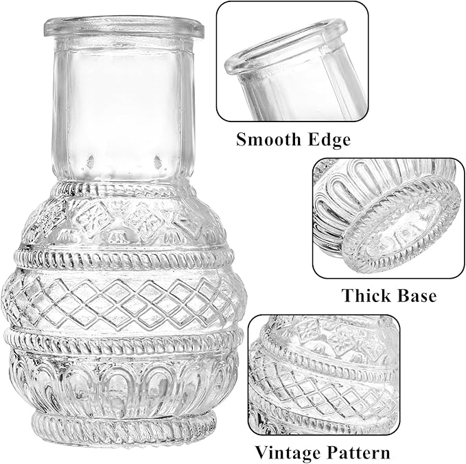 Tebery 20 Pack Glass Bud Vases, Clear Small Flower Vase for Centerpieces, Vintage Mini Glass Vase Set Bulk for Table Wedding Home Party Decoration
