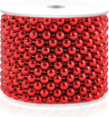 Red 8MM Faux Pearl Garland, 33 Feet Roll Strand Wedding Party Decoration, Christmas Tree Decorations
