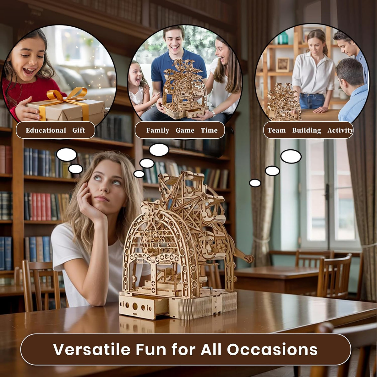 3d wooden puzzles for adults: 3d puzzle light-up showing dimensions