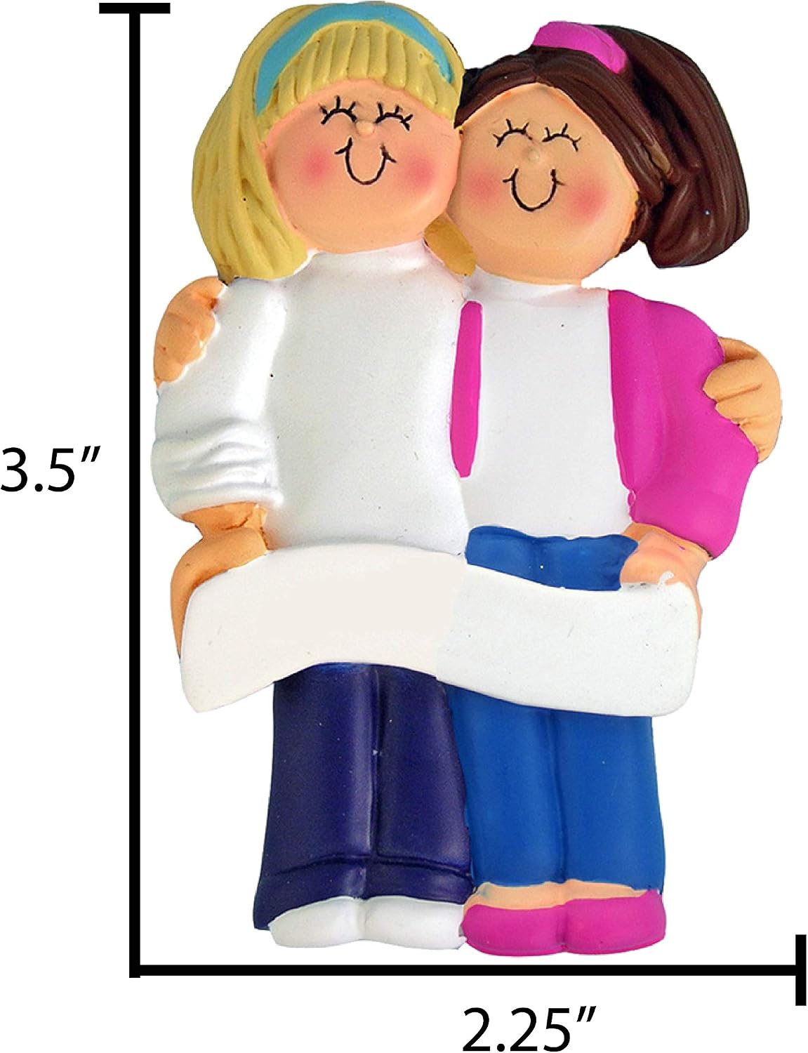 Personalized Best Friend Ornament 2026 - Blonde Brunette BFF Ornament Happy Tree Friends Love and Friendship Gifts Best Friend Ornaments for Women Christmas Ornaments by Elves
