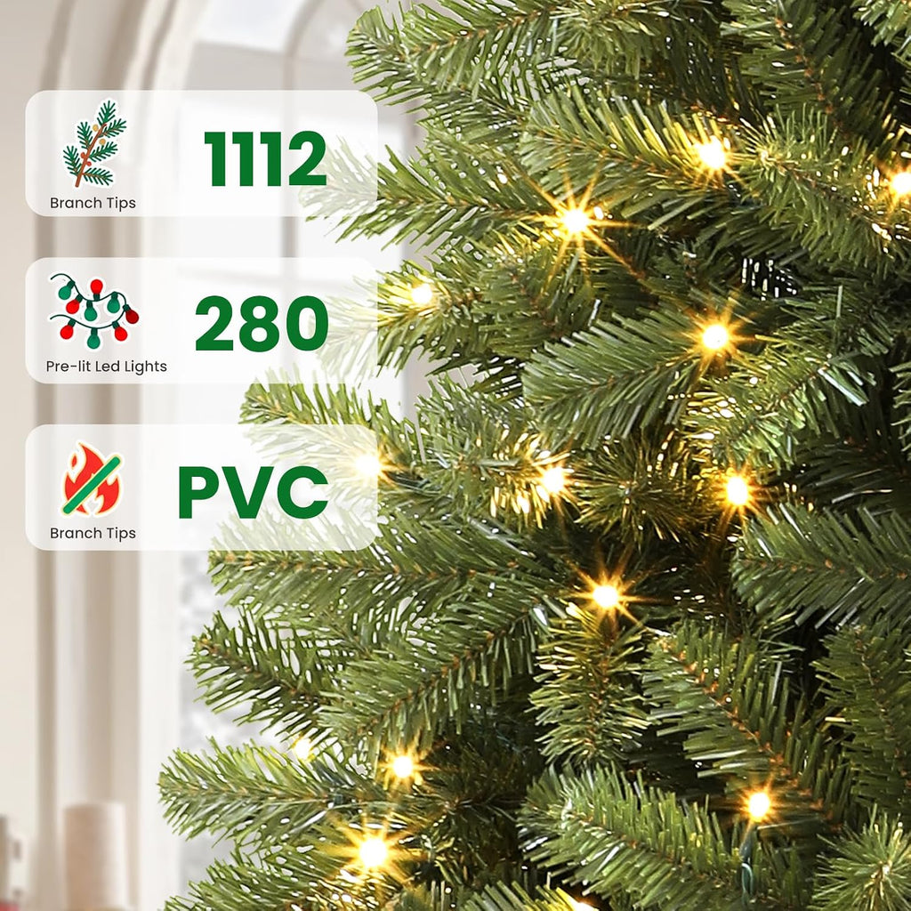 7ft artificial prelit classic christmas tree with remote, close-up detail