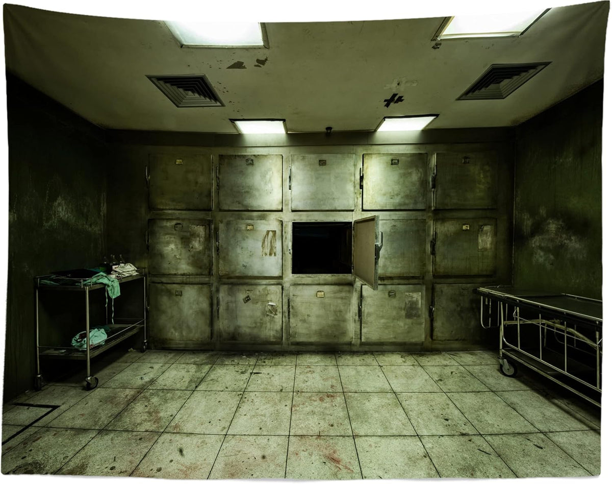 BELECO Old Abandoned Hospital Backdrop Fabric 9x6ft Gloomy Hospital Morgue In...