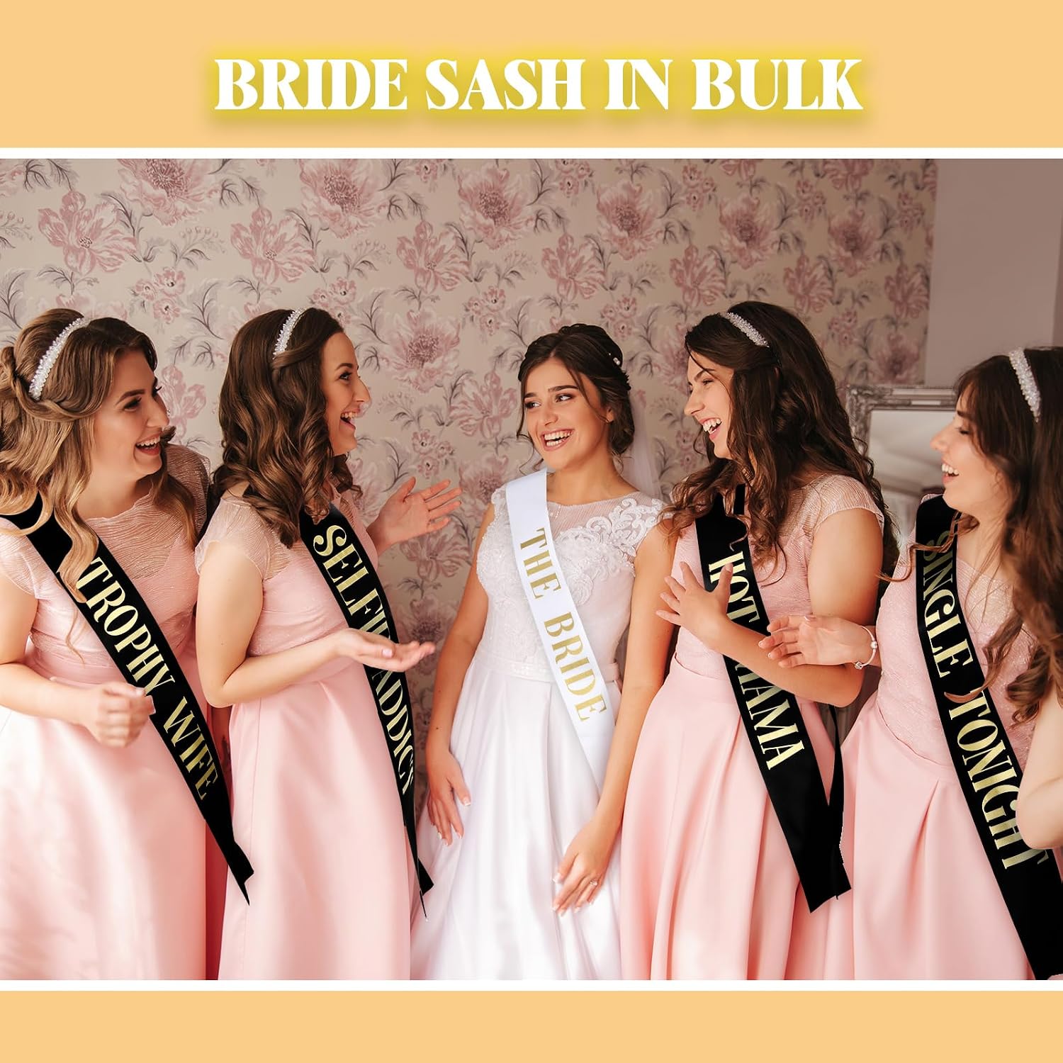 JellyArch 24 Pcs Bride Sash Bachelorette Party Bridesmaid Sashes Set Bridal Team Sash Bachelorette Party Sashes Bridal Shower Decorations Bride Gifts for Bridesmaids Maid of Honor(White Black)