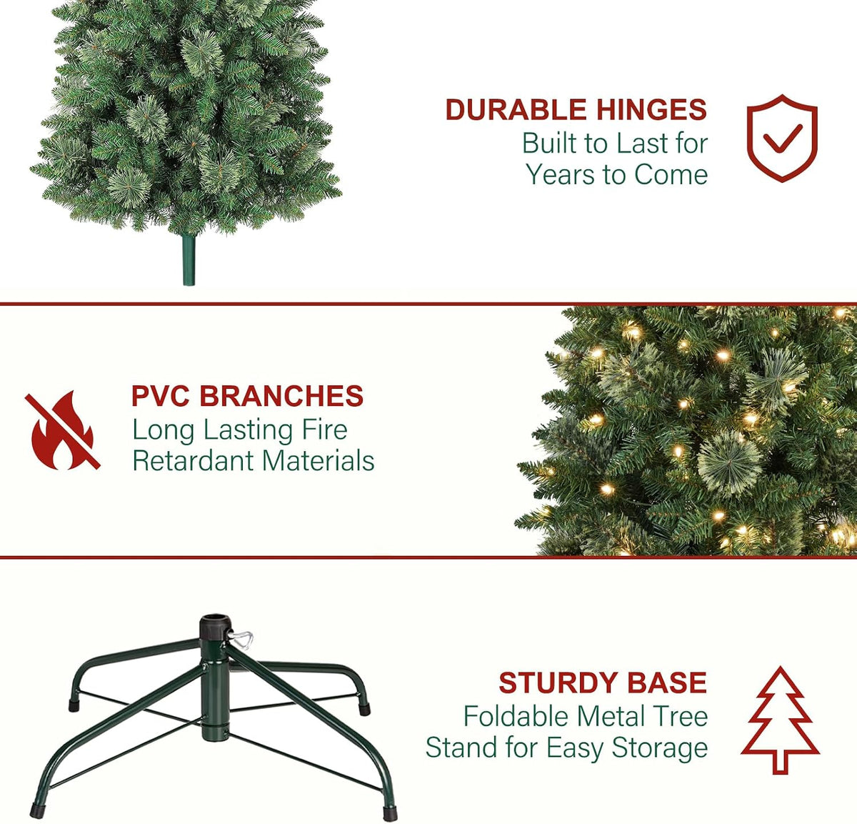 hykolity 7.5 ft slim prelit christmas tree with, front angle view