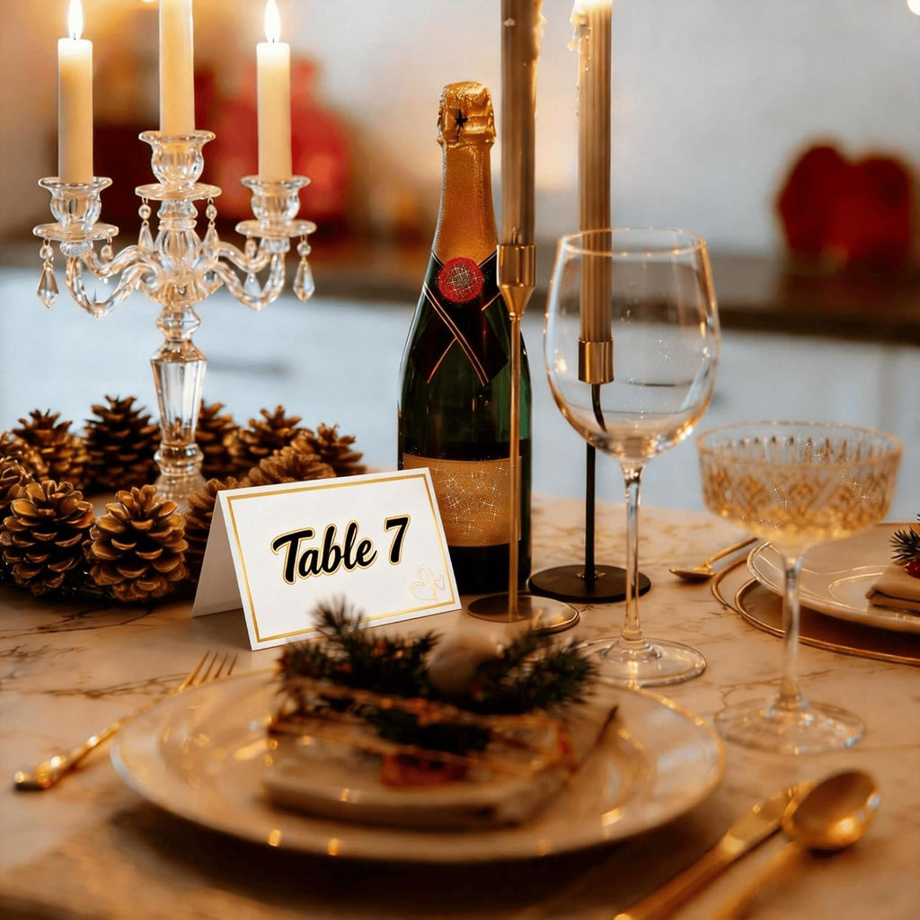 ARREBOL 100 Pcs Place Cards for Table Setting, 2" x 3.5" Elegant Name Placecards with Gold Foil Border for Wedding & Dinner Party, Printable Food Labels for Party Buffet