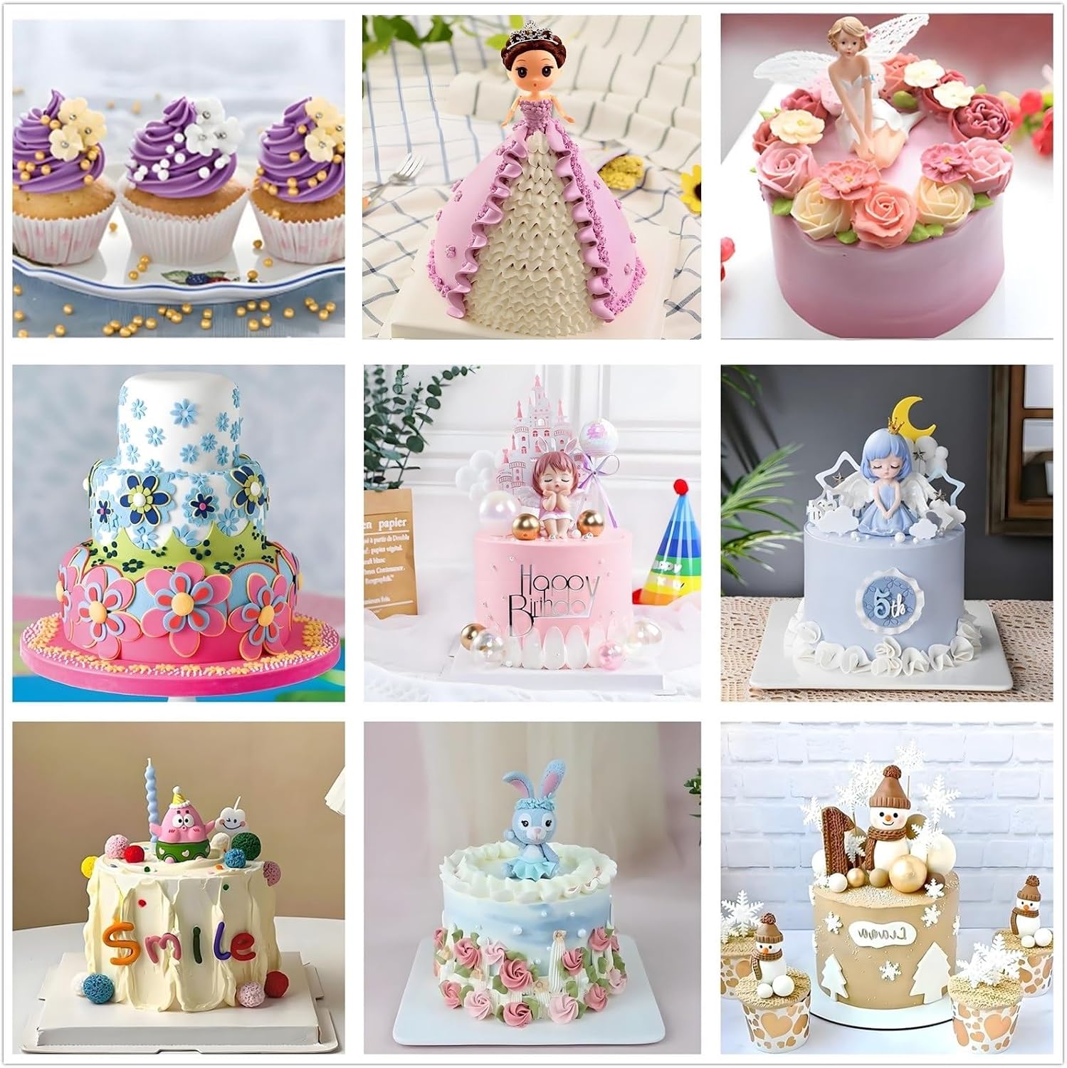 ANSLYQA Cake Decorating Kit, 393 Pcs Baking Tools | Aluminium Cake Turntable, Leveler, 55 Numbered Icing+Skirt Tips, 2 Spatulas, 100 Pastry Bags, 150 Cupcake Liners & More