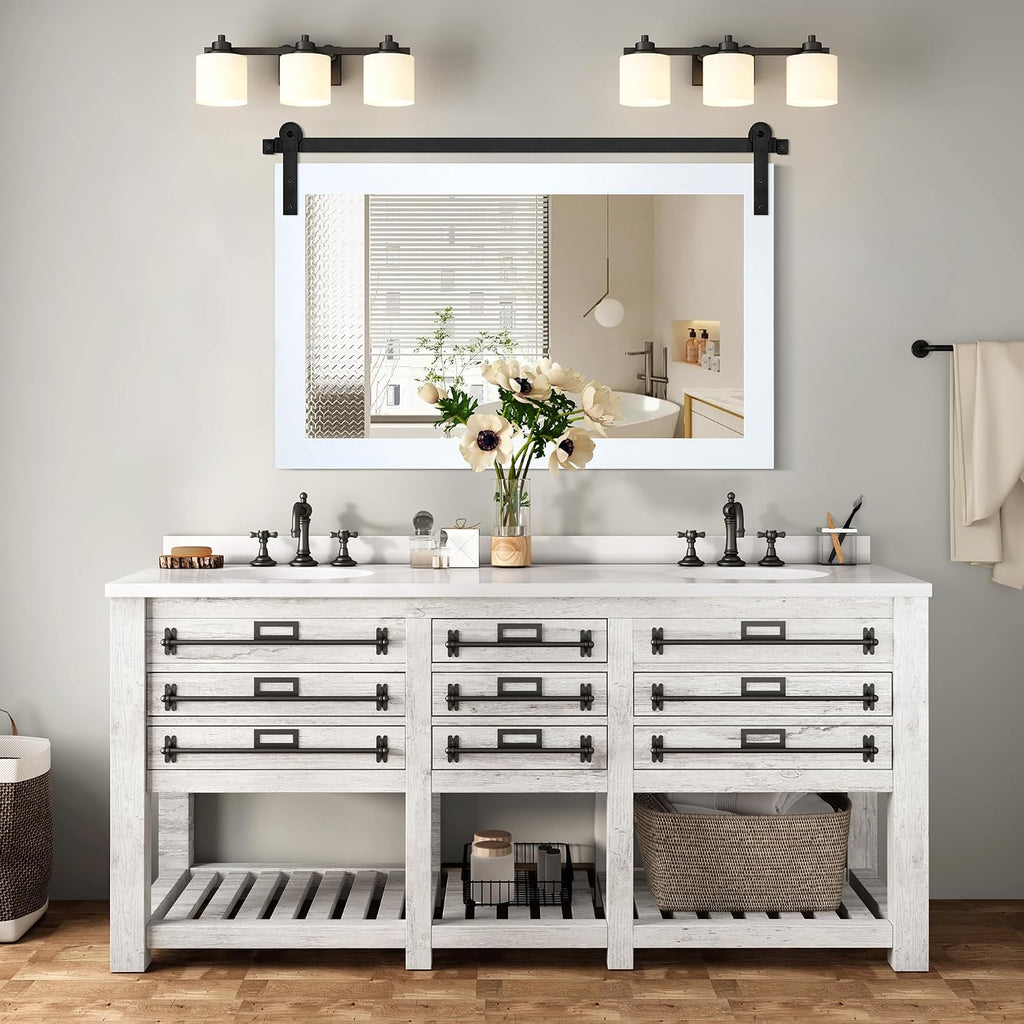 cogood farmhouse bathroom mirrors for over sink shown in use