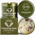 Sage Candle for Cleansing House Negative Energy Smudge Kit - 5oz Soy Wax Natural Clean Organic Non Toxic - Aromatherapy Spiritual Meditation Gifts - Long Lasting Highly Scented Candel with Crystals