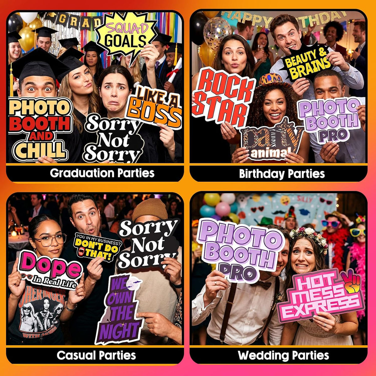 Beeveer 24 Pcs Fun Photo Booth Props Sing Photobooth Business Essentials