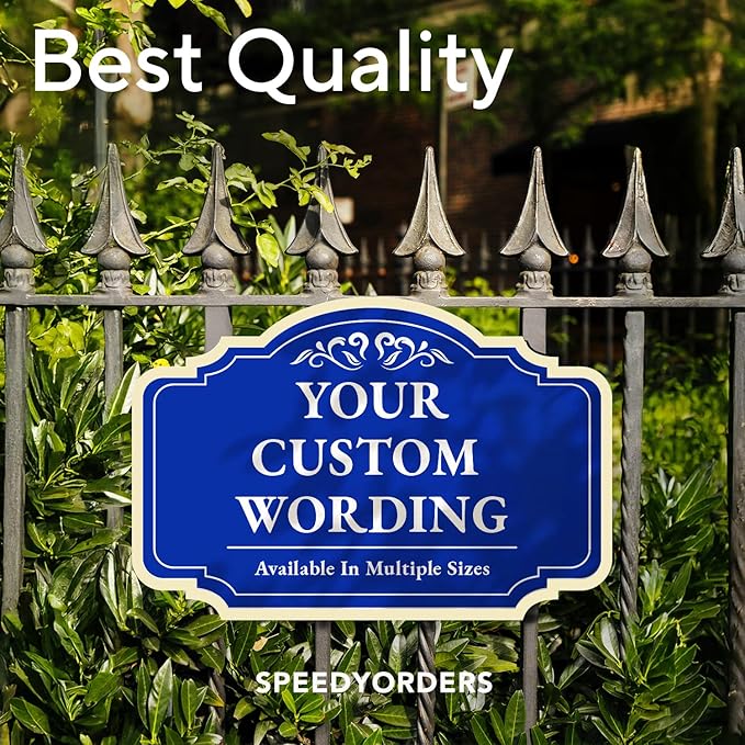 Custom Decorative Outdoor Metal Sign, Personalized Aluminum Driveway Waterproof Sign Made in USA, Design 2 Blue Steel 30x24 In