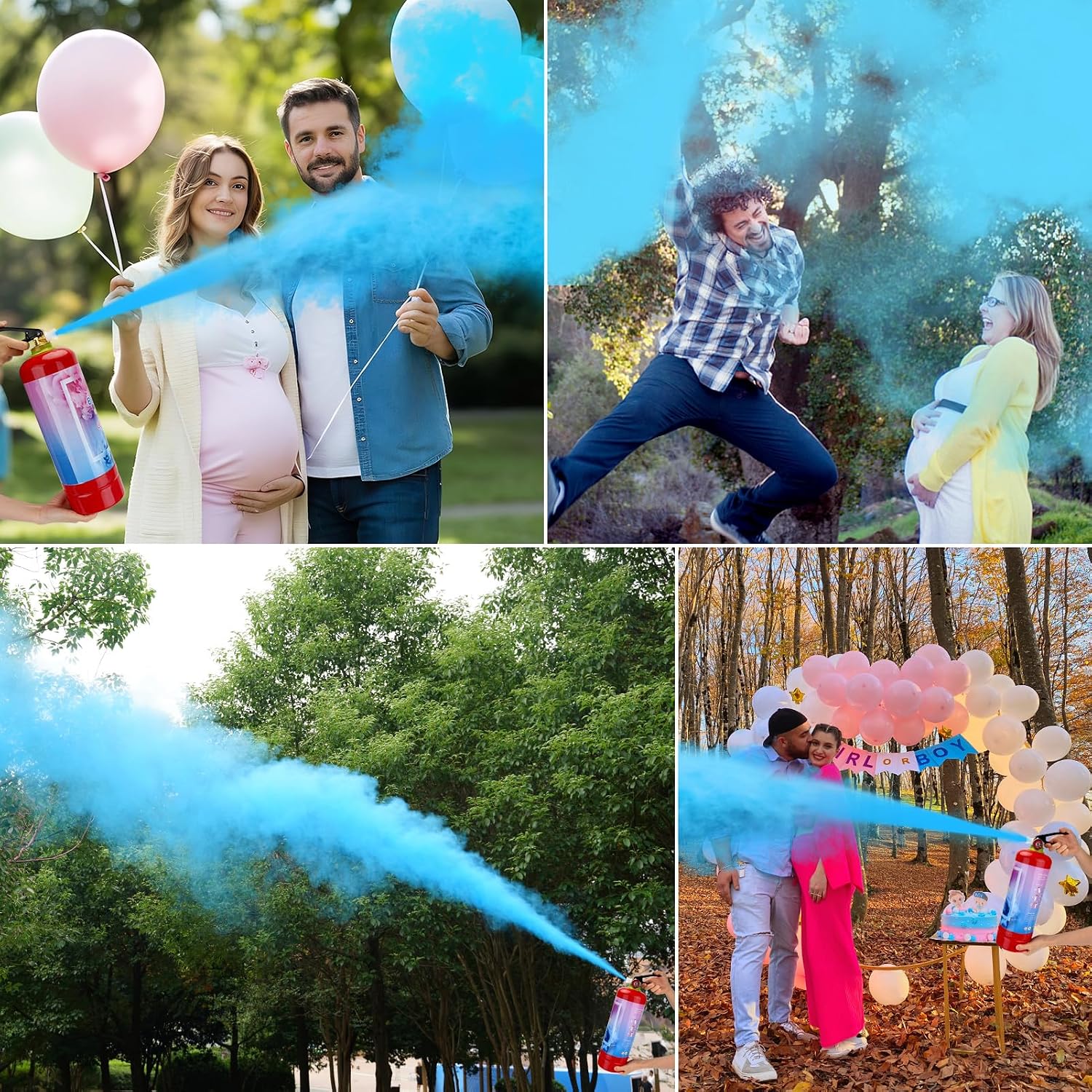 QIYVLOS Giant Gender Reveal Fire Extinguisher 2 Packs, Gender Reveal Ideas, Baby Boy Reveal Party Ideas for Gender Reveal Decorations with 2.3ib Powder (Blue)