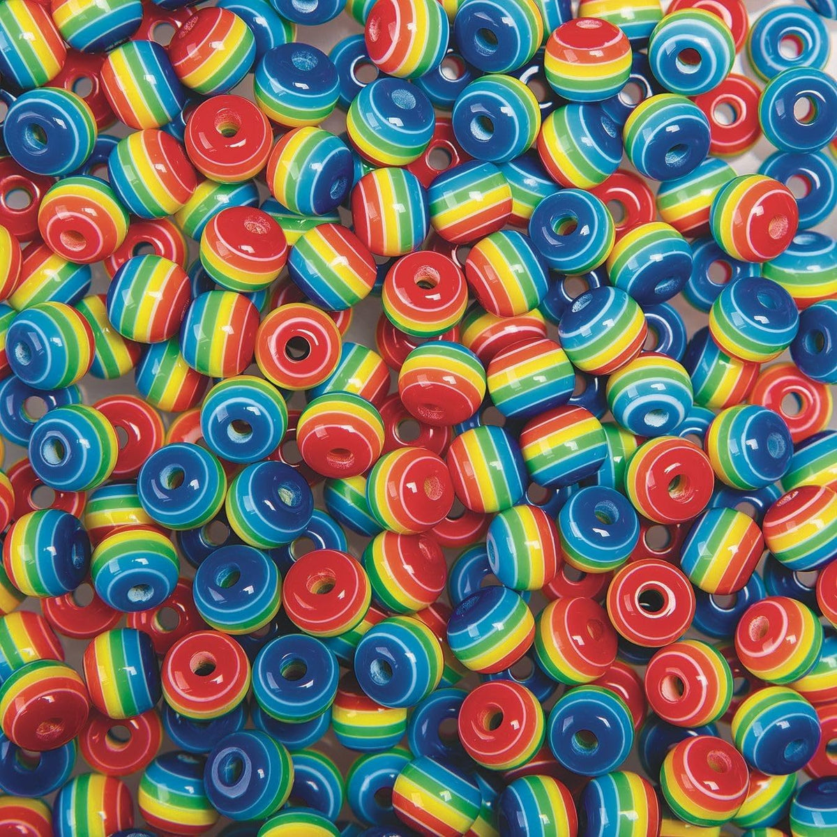 s&s worldwide rainbow striped beads, approx. 750 beads, main product view