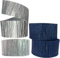 Navy Blue and Silver Metallic Crepe Paper Streamers, 4 Rolls Total