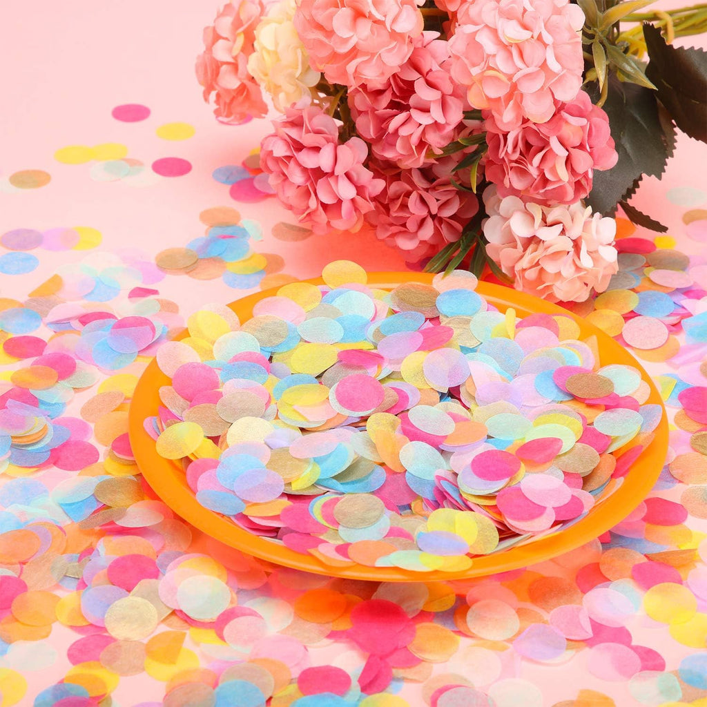 TecUnite Colorful Confetti Round Tissue Paper Table Confetti Dots for Wedding Birthday Party Decoration Arts Craft DIY Scrapbooking, 1.76 oz (1.5 cm)