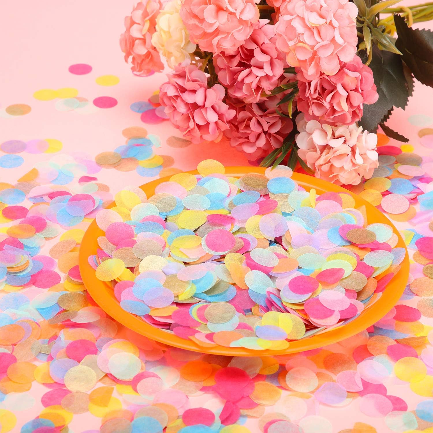 TecUnite Colorful Confetti Round Tissue Paper Table Confetti Dots for Wedding Birthday Party Decoration Arts Craft DIY Scrapbooking, 1.76 oz (1.5 cm)