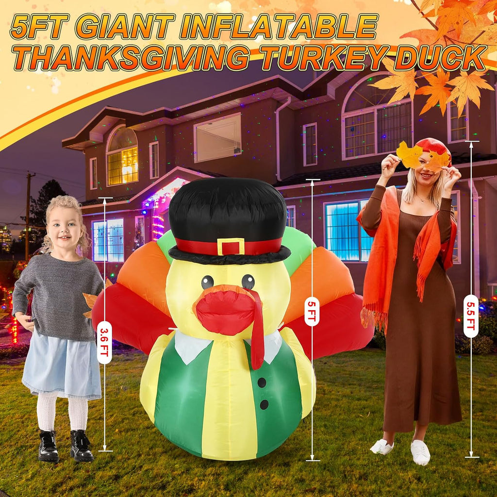 leyndo 5ft fall inflatable outdoor thanksgiving blow up, close-up detail
