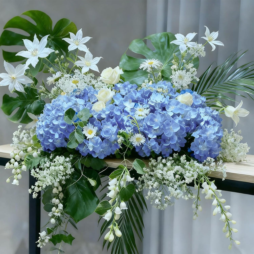 blue hydrangea artificial flowers bulk for home decor, side view
