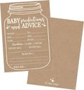 Hadley Designs Baby Shower Games for 25 Guests - Kraft Prediction Cards for Baby Shower Advice Cards for New Parents, Boy Girl Gender Neutral Mason Jar Gender Reveal Games, Made in USA