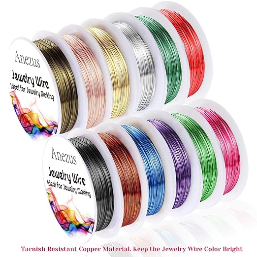 Anezus 12 Rolls Jewelry Wire Craft Wire Tarnish Resistant Beading Wire for Jewelry Making Supplies