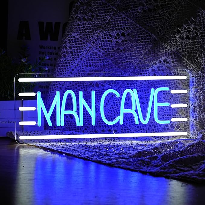 Man Cave Neon Sign, Neon Sign For Wall Decor, Art Led Light for Resturant Signage Shop Home Wall Decor Welcome Sign Bedroom Bar Hotel Shop Party(16.5 x 6.5 in)