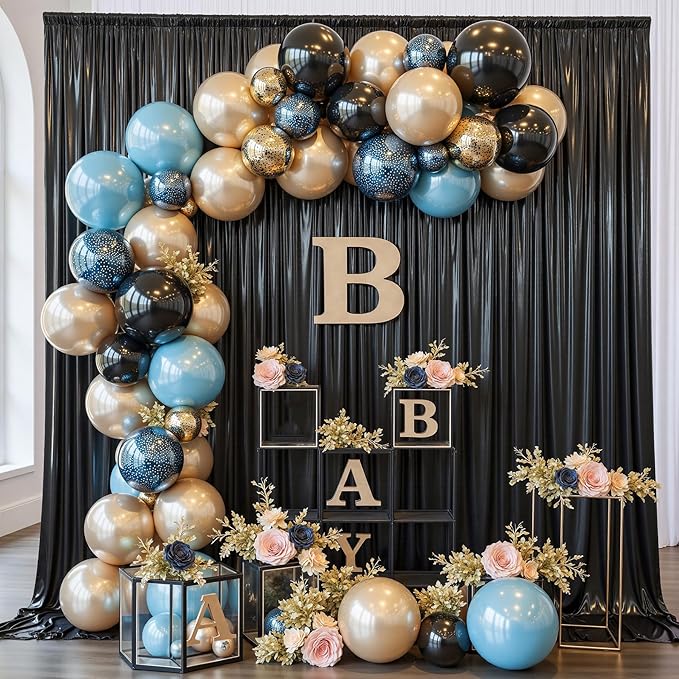 20x10 ft Wrinkle Free Black Sequin Backdrop Curtain for Parties,Thick Not Fall Glitter Wedding Drapes Backdrop,4 Panels 5x10ft Shimmer Photo Wall Back Drop Cloth for Birthday Photography Background