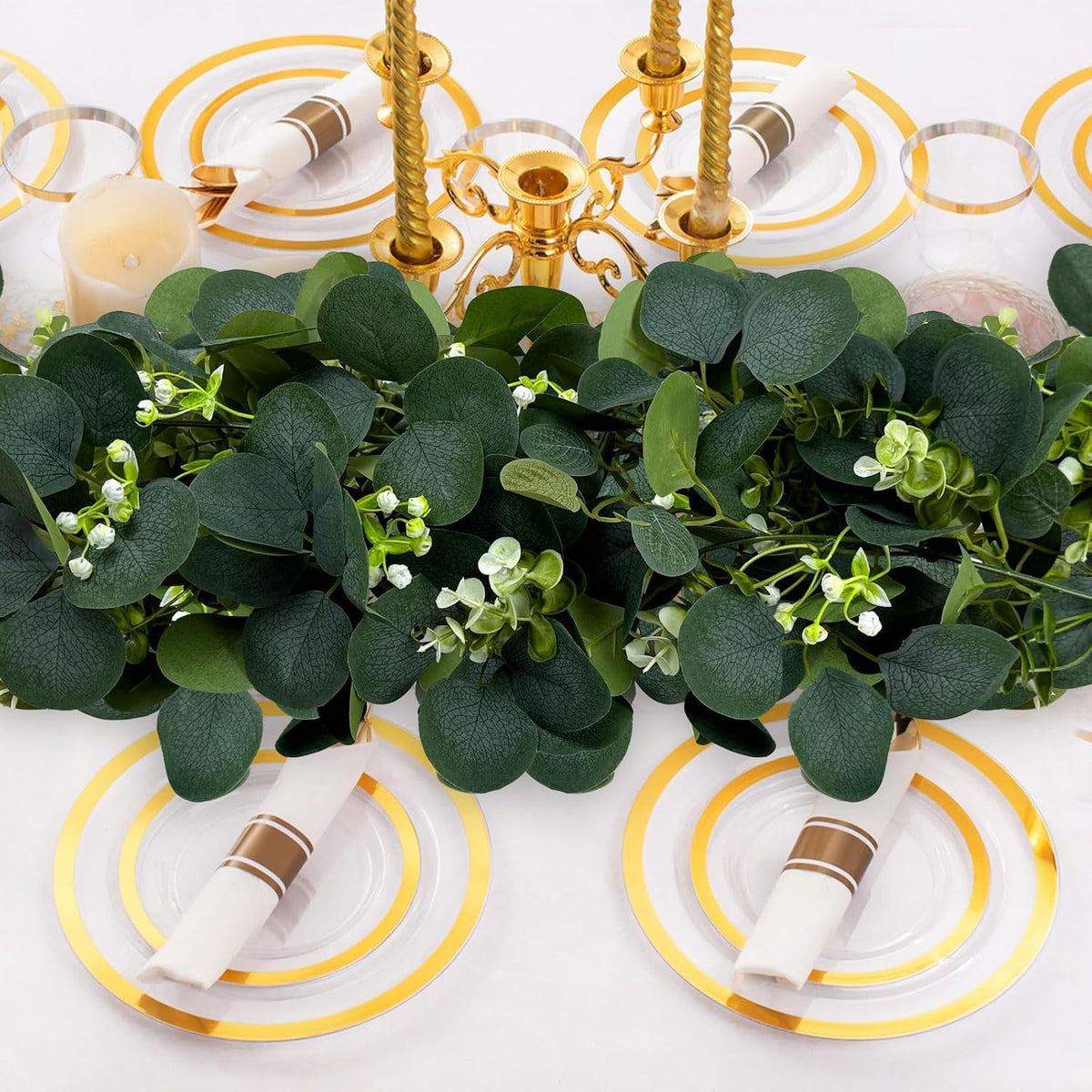 yijxpoin 6pcs eucalyptus garland, 6ft green flower garland, close-up detail