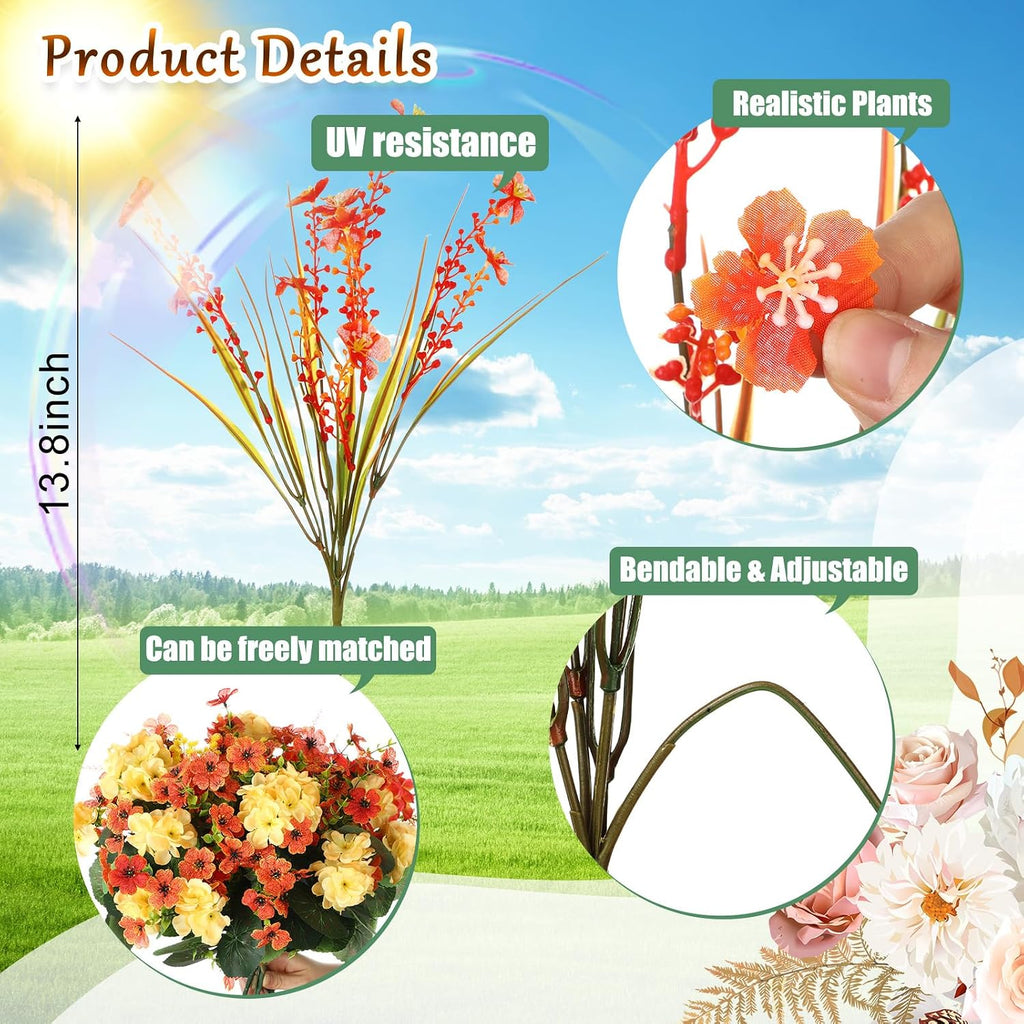 thiccywoov 40 bundles fall artificial flowers for outdoor shown in use