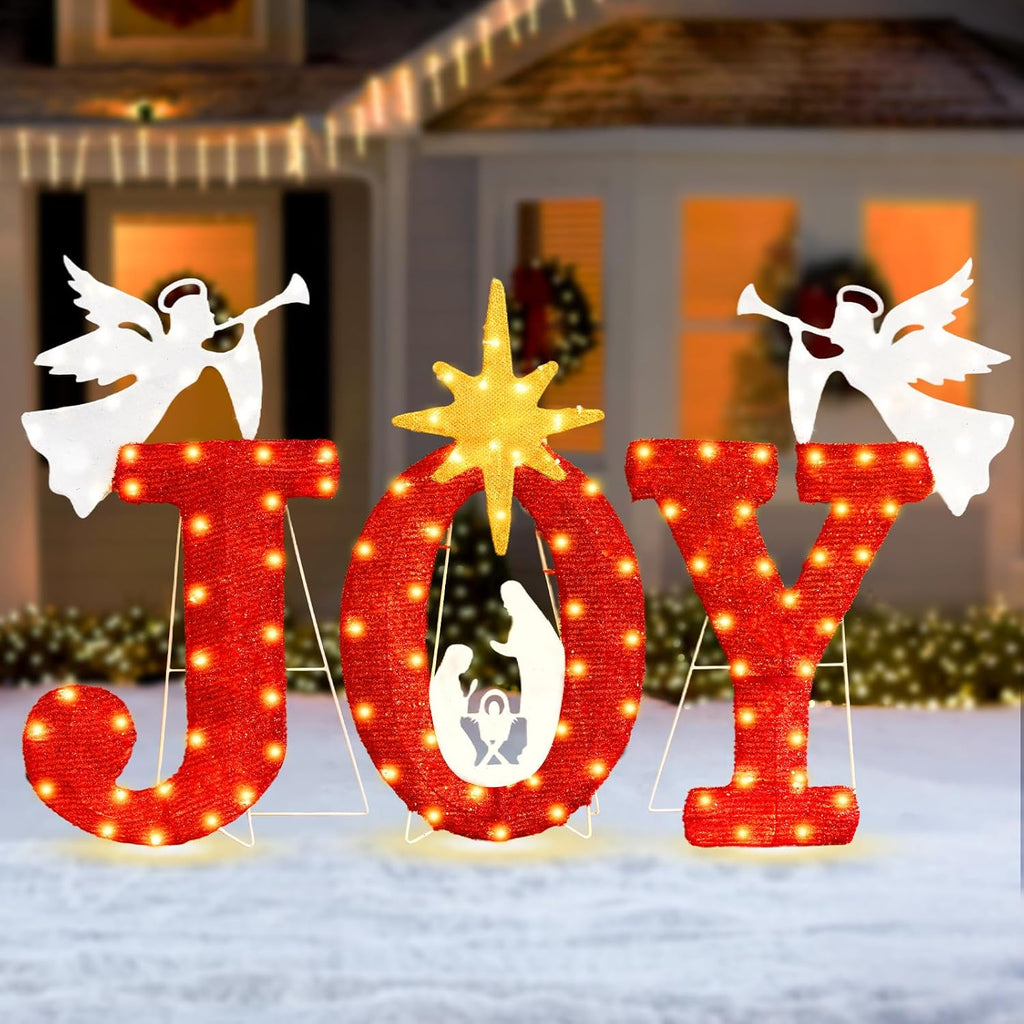 lighted joy christmas yard outdoor decoration 22.5in large, main product view