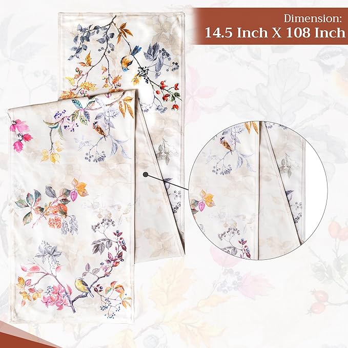 Maison d' Hermine Table Runner 100% Cotton Double Layer Table Runners 108 inches Long for Thanksgiving Christmas Decorations Home Kitchen Dining Party Wedding (Equinoxe - Beige, 14.5" x 108")