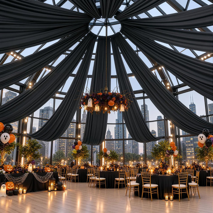 20FT x 50FT Black Ceiling Drapes for Halloween Party Decor