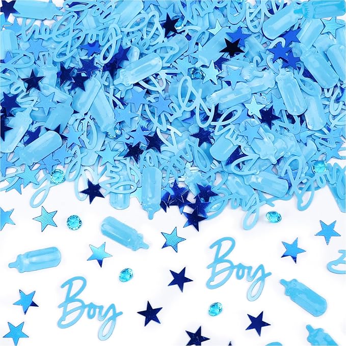 MARFOREVER Blue Confetti, Baby Shower Decorations Glitter Boy Table Confetti Sprinkle Gender Reveal Scatter for Gender Reveal Birthday Party Decorations
