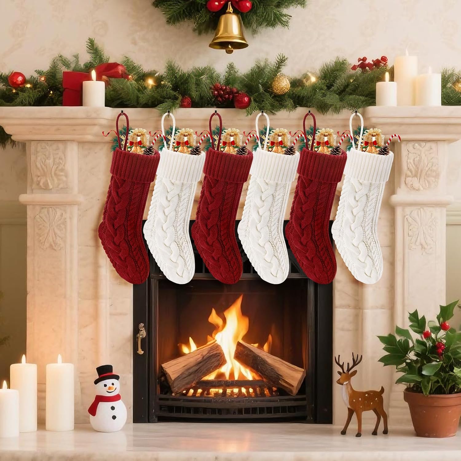 Christmas Stockings 18" Knitted Stocking Christmas Decorations | Soft acrylic fabric,Twist style high-quality classic knit pattern,Christmas Stocking is large enough to hold gift
