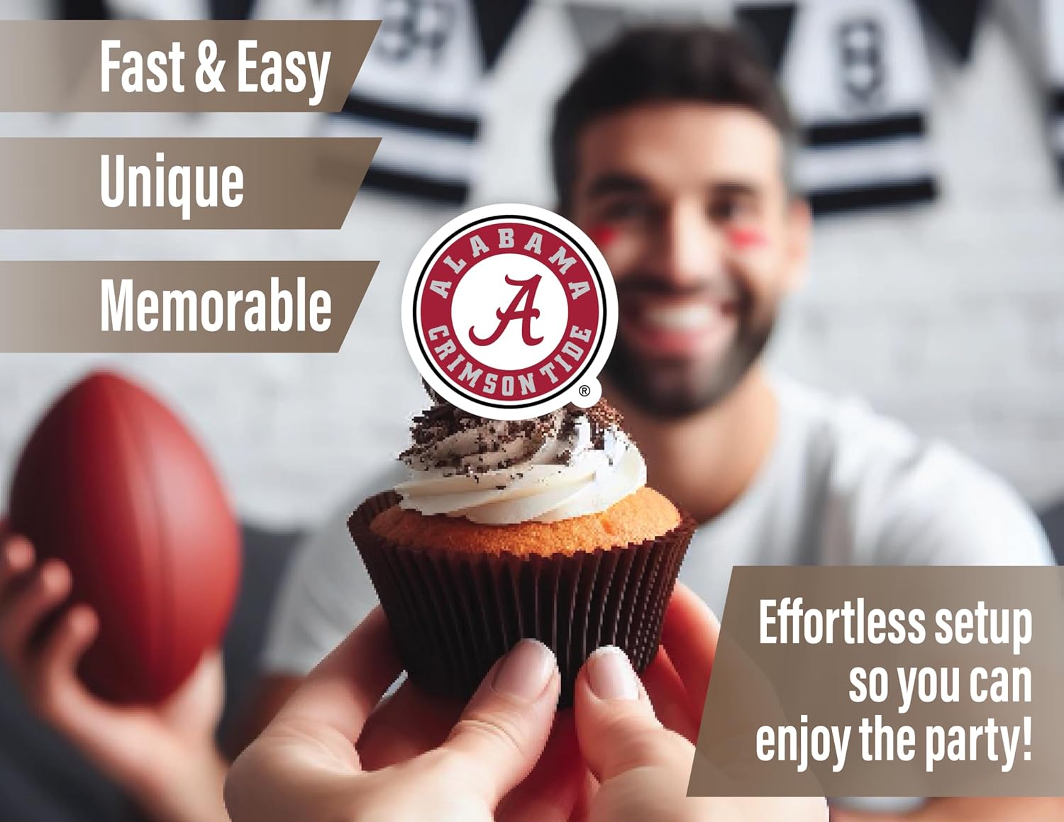 Alabama Crimson Tide Cupcake Toppers Party Cake Decorations Roll Tide 24 Pc