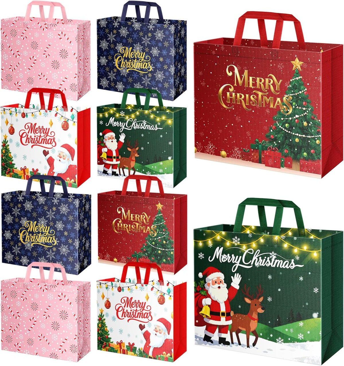 ranfashiong 10pcs extra large christmas gift tote bag, main product view